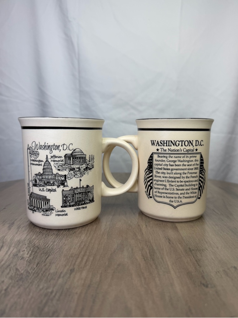 Washington, D.C. “The Nation’s Capital” Double Sided Coffee Mugs Set of 2